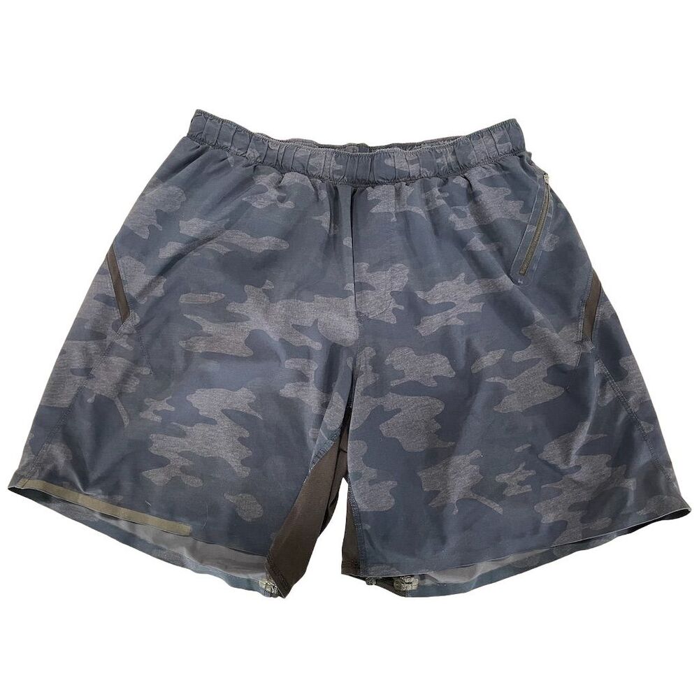 Lululemon Men's Camo Athletic Shorts Size L Navy Running Gym - Picture 1 of 8